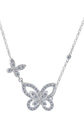 AURA幻影蝴蝶S925银满钻锁骨链