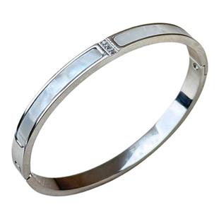 轻奢高级感满天星欧美ins钛钢锆石素圈手镯银色不掉色手链手环女