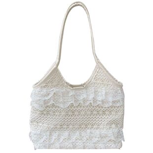 2025夏季休闲度假仙气蕾丝网纱托特包腋下单肩挎包大容量通勤女包