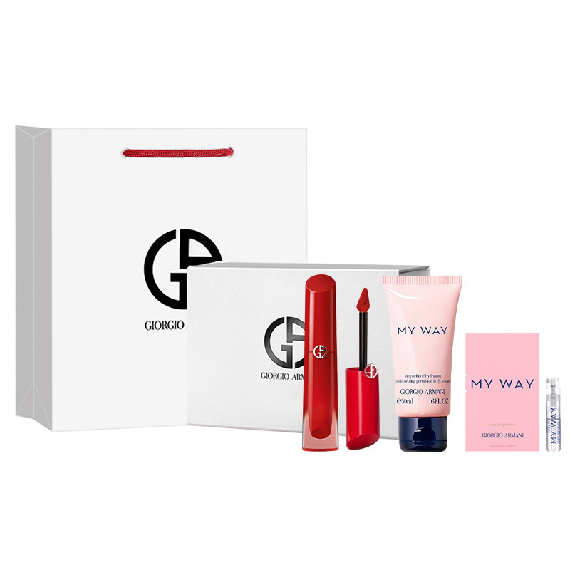 【自营】GIORGIO ARMANI/阿玛尼魅力持色唇釉红管水唇纱166礼盒装