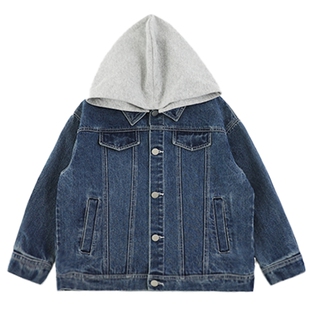 oddtails男童牛仔外套连帽可拆卸春秋款2026新款儿童洋气百搭上衣