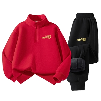 史努比儿童套装冬季男童加绒卫衣