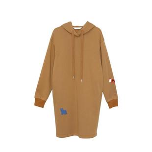 【商场同款】MOVEUP幻走2024冬季新款加绒动物绣花中长款卫衣女