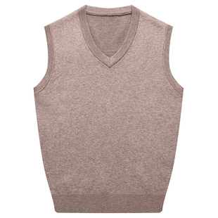 啄木鸟100纯羊绒男士加绒加厚背心冬季毛衣马甲针织V领羊毛衫手工