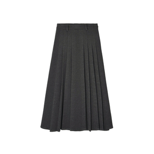 妥妥纸片人！~遮胯高腰A字毛呢半身裙女加厚保暖休闲中长百褶裙子