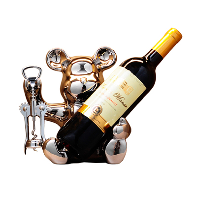 轻奢高档暴力熊红酒架摆件家居客厅餐边柜酒柜高级感软装装饰品