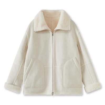 【正反两面穿】商场同款LILY2024冬新款女装休闲绵羊毛外套女短款