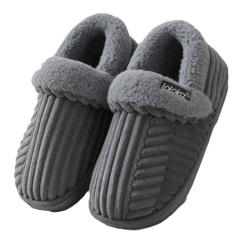 路路佳包跟棉拖鞋男冬家用防滑厚底毛绒保暖中老年棉鞋静音居家女