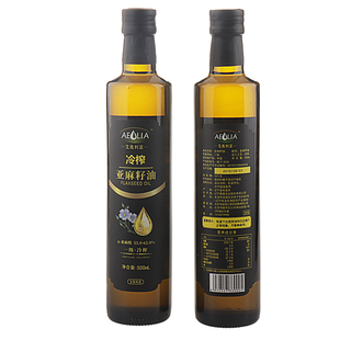 亚麻籽油一级纯冷榨含亚麻酸营养食用油500mlx2健康老幼可食佐餐