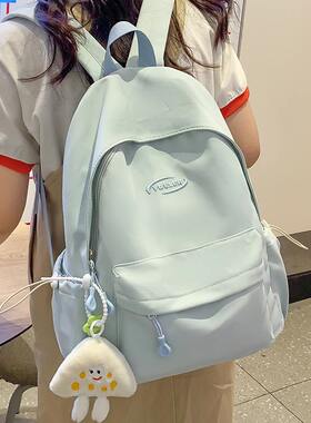 书包女生初中生2025新款高颜值蓝色系高中生双肩包旅游轻便小背包