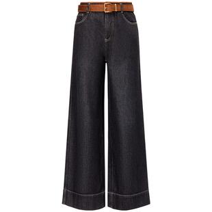 【金晨同款】FF仿佛牛仔裤女2025冬新款高腰百搭显瘦直筒宽松阔腿