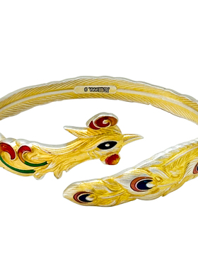 999.9足银凤凰于飞手镯珐琅描金