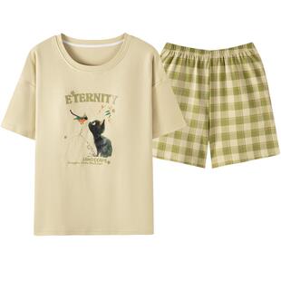 卡之恋睡衣女纯棉夏季2026新款短袖卡通薄款短裤套装小个子家居服