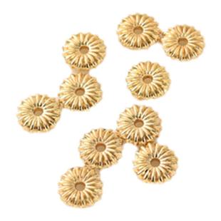 14K包金扁隔片南瓜隔珠手工diy手串材料银色18K古法金保色瓜纹珠