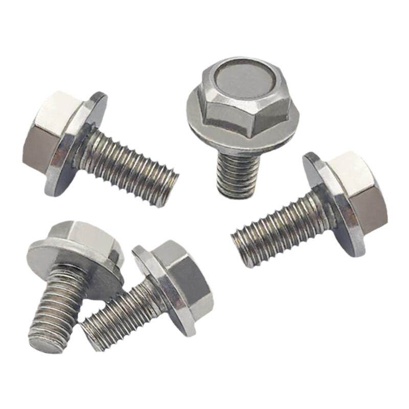 不锈钢六角法兰螺丝4自带垫螺栓GB5789汽车摩托车12平底5M6M8厘10