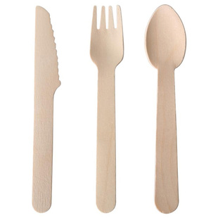 木勺子一次性可降解木勺木叉独立包装木质刀冰淇淋蛋糕甜品勺商用