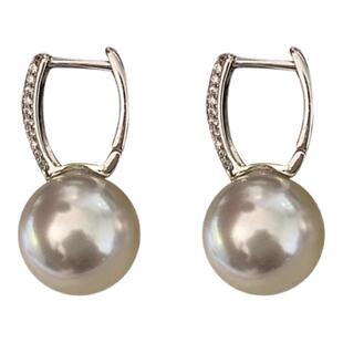 轻奢珍珠耳扣s925纯银镶钻耳钉高级感2026新款爆款气质耳环耳饰女