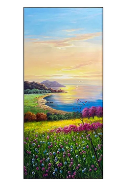 《岸花海韵》玄关装饰画入户走廊复刻油画立体绘画书房客厅挂画