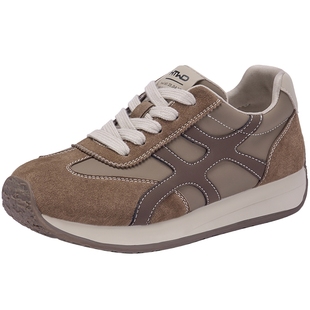 热风厚底休闲鞋女款2026年春季新款百搭红色德训鞋复古新年女鞋子