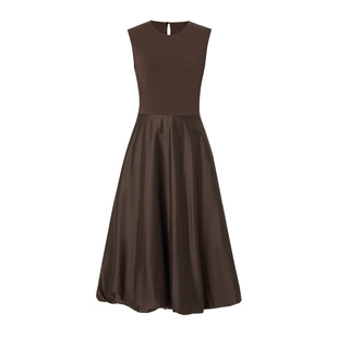 歌莉娅无袖连衣裙女2026新款夏季高知得体花苞裙礼服法式咖色裙子