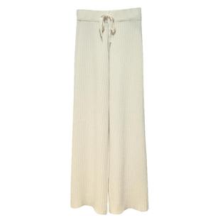 秋冬季垂感高腰针织阔腿裤女宽松加厚直筒裤子绑带坠感休闲毛线裤