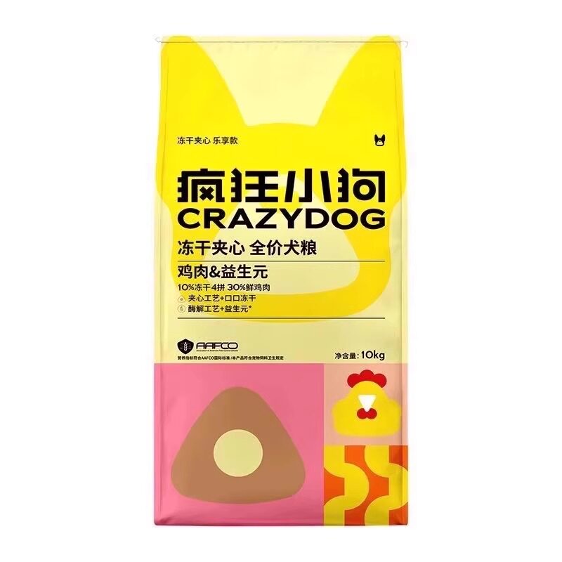 疯狂小狗牛肉三文鱼冻干夹心狗粮鸡肉鸭肉全犬种通用犬主粮1.5kg