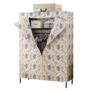 简易布衣柜全钢架家用钢管加厚加粗出租房用收纳牛津布卧室挂衣架