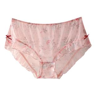 撩人特大码内裤女性感朦胧玫瑰网纱300斤肥版内裤大号加胖洛丽塔