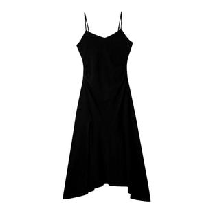 安妮不火 开叉鱼尾吊带裙女收腰2024夏季新款微胖大码显瘦连衣裙