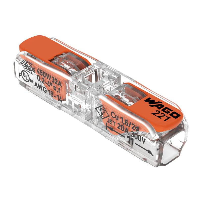 wago万可接线端子221-2411直通式对接连接器电线快接头延长接线器