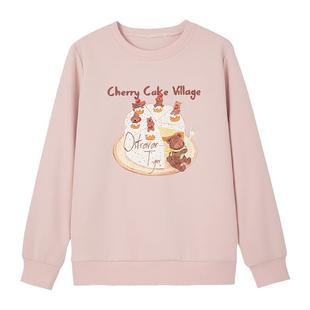 采多宝大码女装圆领宽松印花上衣胖mm动物图案可爱风减龄卫衣