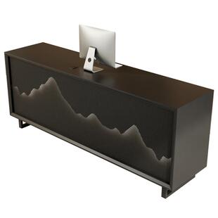 众匠坊茶叶店收银台柜台新中式黑色烤漆收款台公司大厅接待台前台