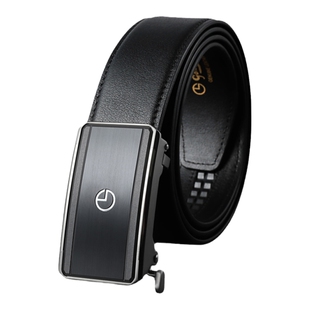 【内穿式头层牛皮】金利来新款不锈钢拉丝防指纹真皮自动扣腰带男