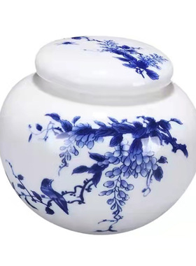 青花瓷密封陶瓷茶叶罐储物罐茶具