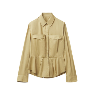 JNBY/江南布衣折扣春夏衬衫女大口袋长袖X型OL风通勤休闲衬衣