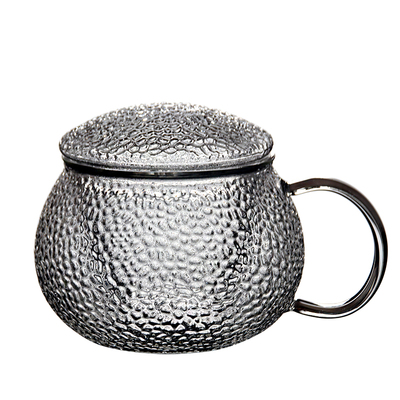 耐热玻璃大容量泡茶杯锤纹花茶杯