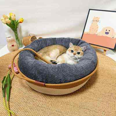 新款网红猫窝藤板宠物狗猫咪窝四季通用草棉睡爪耳冬季磨抓绳