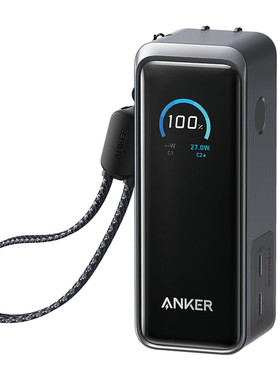 【3C认证可上飞机】Anker Prime安克三合一充电宝充电器9600毫安65W快充小巧便携适用苹果17手机笔记本电脑16
