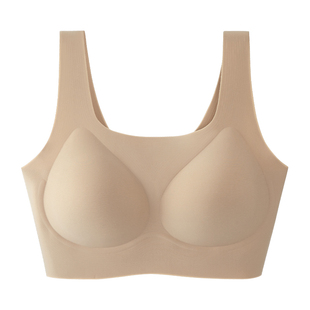 隐形内衣女穿T不透跑步防震防下垂运动无痕微胖粉底液深肤色文胸