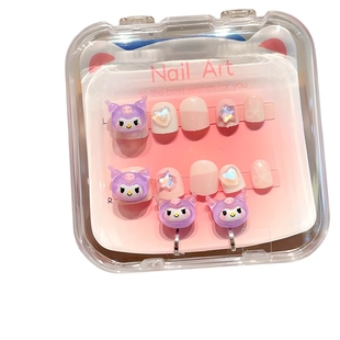 儿童美甲穿戴甲库洛米卡通美甲贴萌趣耳夹套装指甲贴无毒无味女孩