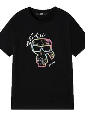 KARL LAGERFELD卡尔拉格斐轻奢嵌花男士短袖T恤老佛爷款男装潮牌