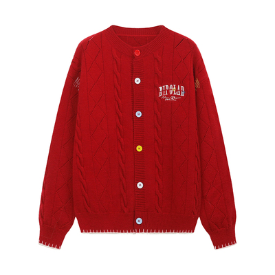 BIPOLAR绞花纽扣开衫毛衣