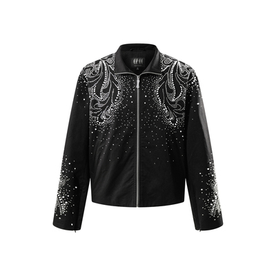 TBHNP曙光辉月珍珠烫钻拉链夹克