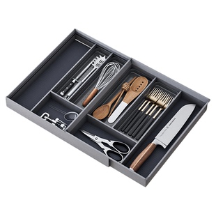 酷太厨房抽屉收纳餐具收纳盒厨具筷勺刀叉伸缩分隔盒置物架收纳架