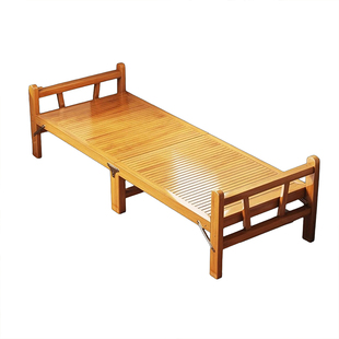 竹床折叠床成人家用午休凉床便携式简易午休床出租房硬板竹板木床
