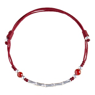 好运红绳手链女生银竹节上岸编织手绳男脚链女本命年考研礼物情侣