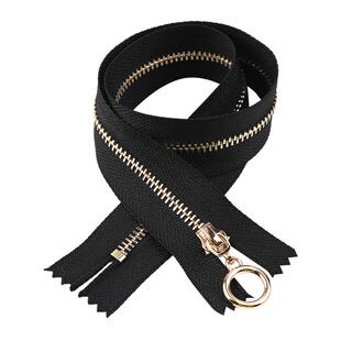 3号浅金细齿闭口金属拉链裤子口袋包包铜齿小圆圈拉链头带锁配件