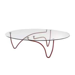 如羽 写意空间铁艺家用客厅玻璃茶几圆形设计师样板间北欧中古风