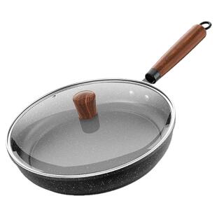 麦饭石煎锅不粘锅多功能平底锅轻油烟煎饼锅家用煤气灶电磁炉通用