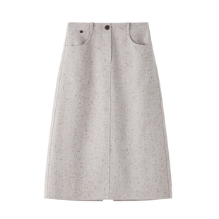 【都会画语】CHICJOJO白色毛呢半身裙女25冬新款直筒高级休闲半裙